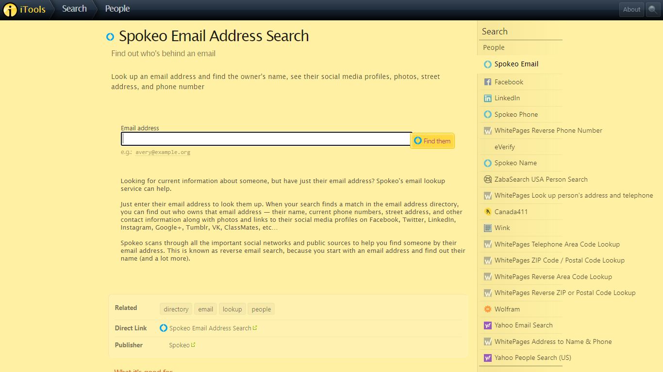 Spokeo Email Address Search › Find out who's behind an email - iTools